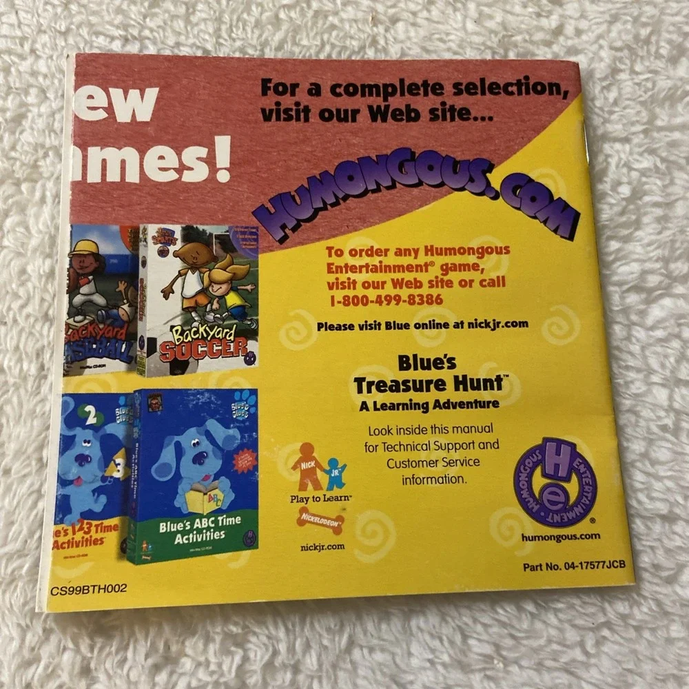 Blue's Treasure Hunt‎ Blues Clues CD-Rom PC Manual Only